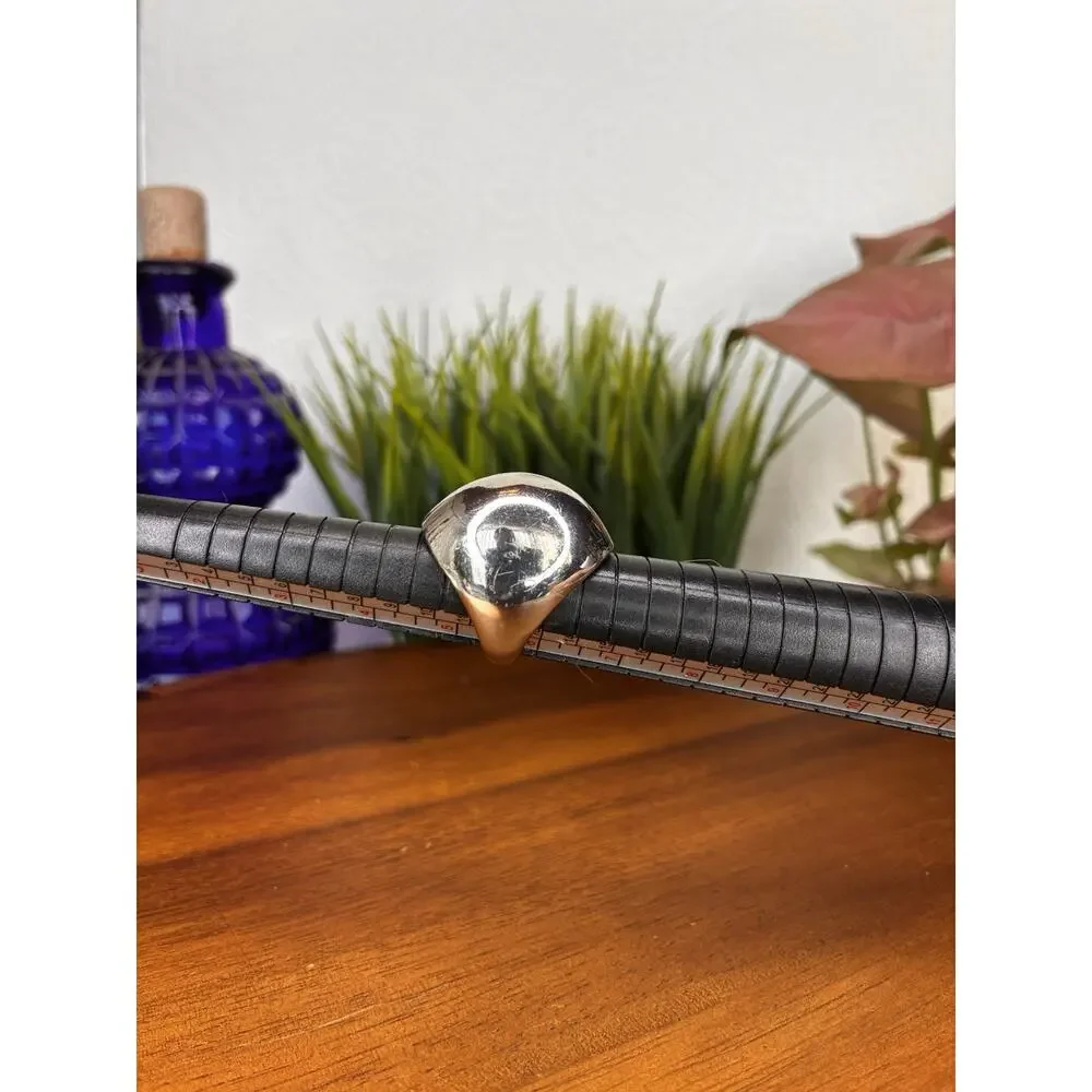 Ring Silver Tone Modern Chunky Modernist Retro Minimalistic Size 5.75